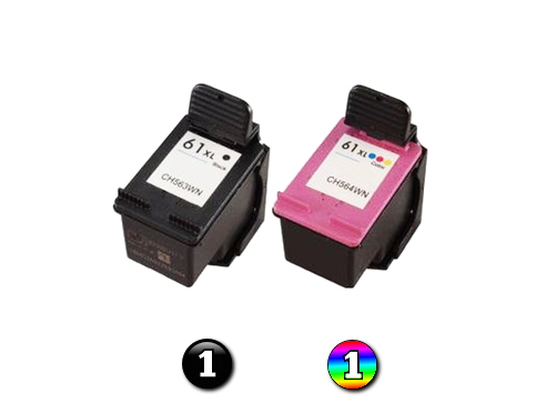 2 Pack Combo Remanufactured HP 61XL BK/COL ink cartridges